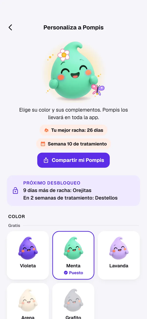 Personaliza a Pompis: Pompis en color menta con una flor y una mariposa.
